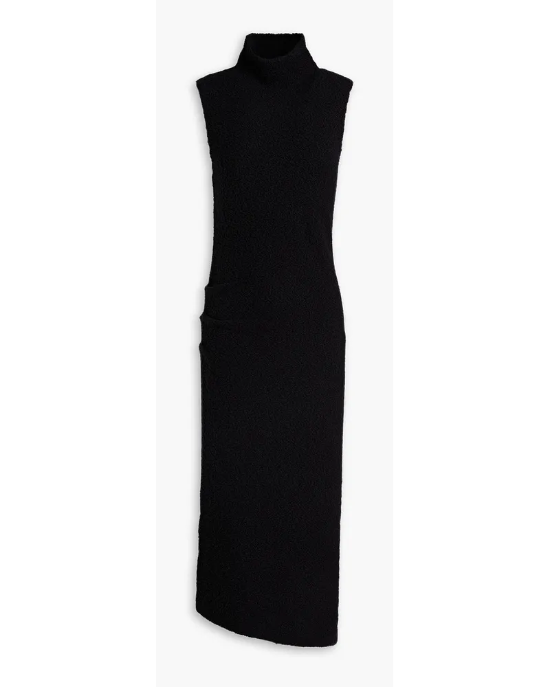 Helmut Lang Deal ruched merino wool-blend turtleneck midi dress - Black Black