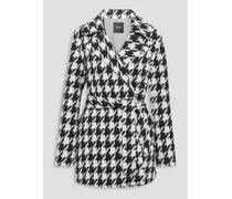 Theory Belted houndstooth brushed wool-blend coat - White White