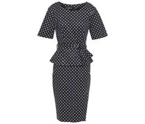 Belted polka-dot stretch-cotton peplum dress - Black