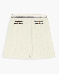 Alessandra Rich Embellished cable-knit cotton-blend shorts - White White