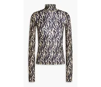 Harri zebra-print stretch-jersey turtleneck top - Animal print