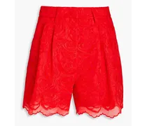 Embroidered organza shorts - Red