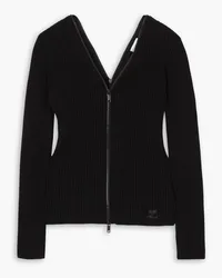 Courrèges Zip-detailed ribbed-knit cardigan - Black Black