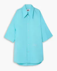 Maison Margiela Oversized embroidered cotton-poplin shirt - Blue Blue