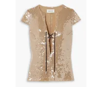 Seer sequined stretch-tulle top - Neutral