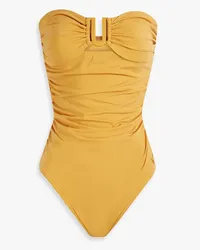 Zimmermann Ruched cutout bandeau swimsuit - Yellow Yellow