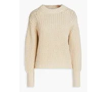 Cable-knit cotton-blend sweater - Neutral