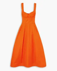 Rebecca Vallance Oceane pleated moire midi dress - Orange Orange