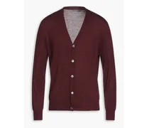 Cashmere and silk-blend cardigan - Burgundy