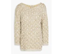 Sequined textured-knit sweater - Neutral