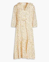 ba&sh Bowie ruffled printed cotton-blend midi dress - White White