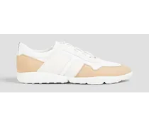 Two-tone canvas and leather sneakers - White