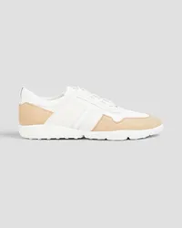 TOD'S Two-tone canvas and leather sneakers - White White