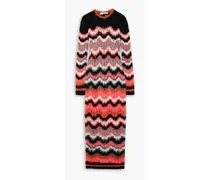 Striped open-knit maxi dress - Pink