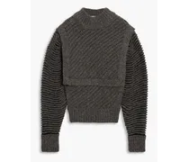Jayla mélange ribbed-knit turtleneck sweater - Gray