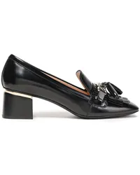 TOD'S Fringed appliquéd patent-leather pumps - Black Black