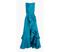 Ruffled duchesse satin gown - Blue