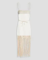 Zimmermann Fringed broderie anglaise cotton and macramé maxi dress - White White