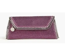 Crystal-embellished faux brushed-leather envelope clutch - Purple