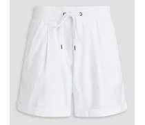 Pleated linen-blend shorts - White