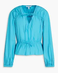 Derek Lam Breanna gathered cotton-poplin blouse - Blue Blue