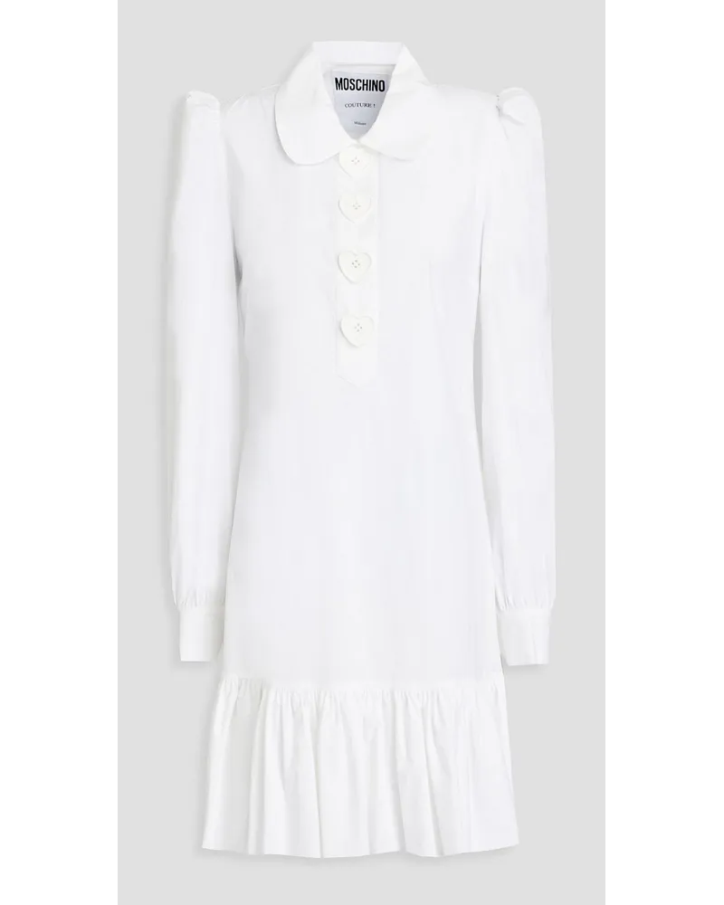 Moschino Cotton-blend poplin mini shirt dress - White White