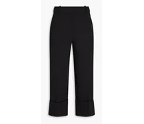 Cropped wool-blend stretch-crepe straight-leg pants - Black