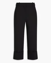 Valentino Garavani Cropped wool-blend stretch-crepe straight-leg pants - Black Black