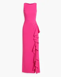 Badgley Mischka Draped ruffled crepe gown - Pink Pink