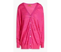 Oversized jacquard-knit cardigan - Pink
