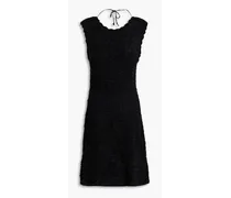 Tie-detailed bouclé mini dress - Black