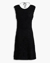 Ganni Tie-detailed bouclé mini dress - Black Black