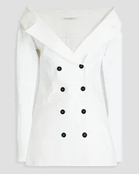 Philosophy Di Lorenzo Serafini Double-breasted off-the-shoulder cotton-blend twill jacket - White White