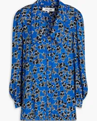 Diane von Furstenberg Nikita gathered printed crepe blouse - Blue Blue