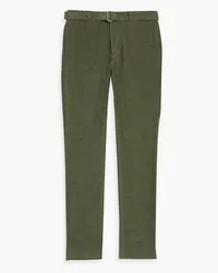 Officine Generale Paul slim-fit belted cotton-blend corduroy pants - Green Green