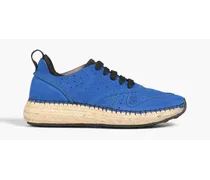 Perforated suede espadrille sneakers - Blue