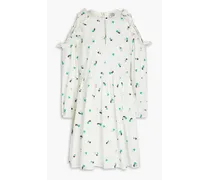 Austin cold-shoulder floral-print organic cotton-poplin mini dress - White