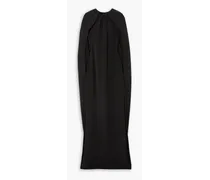 Draped cape-effect silk-crepe gown - Black