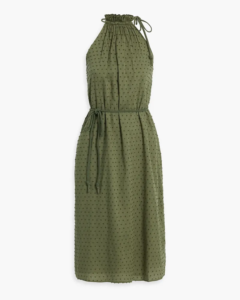 Joie Nashua gathered Swiss-dot cotton dress - Green Green