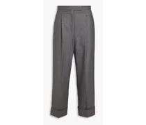 Cropped wool-twill straight-leg pants - Gray