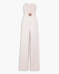 Andrew GN Strapless embellished plissé silk-blend satin and crepe jumpsuit - Pink Pink