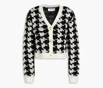 Cropped jacquard-knit merino wool-blend cardigan - Black