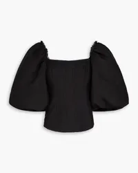 Aje. Cecile frayed organza top - Black Black