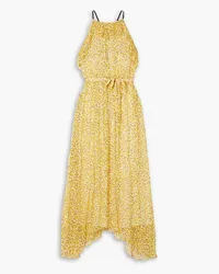 Jason Wu Belted ruffled floral-print silk-chiffon halterneck midi dress - Yellow Yellow