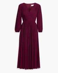 Mikael Aghal Wrap-effect pintucked chiffon midi dress - Purple Purple