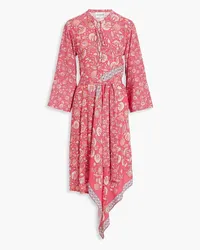 Antik Batik Dandy lace-up printed crepe midi dress - Pink Pink