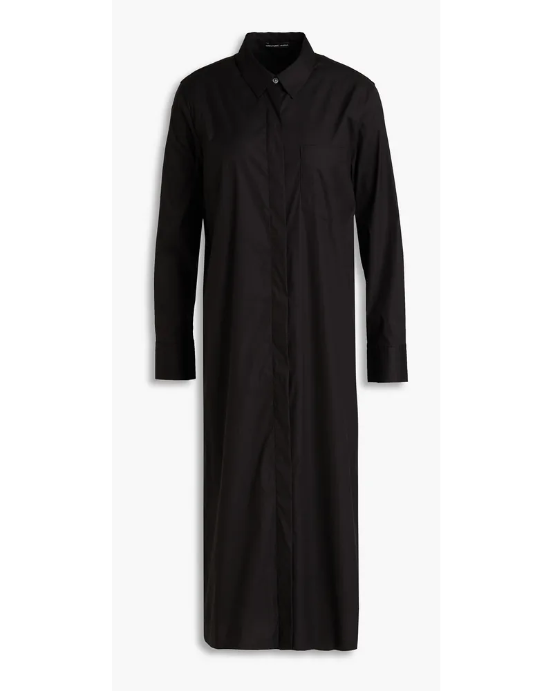James Perse Cotton-blend poplin midi shirt dress - Black Black