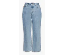 Cropped faded high-rise straight-leg jeans - Blue