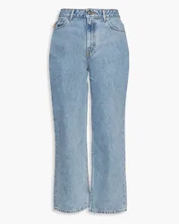 Ganni Cropped faded high-rise straight-leg jeans - Blue Blue