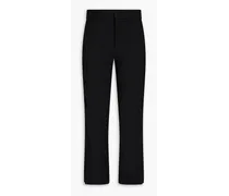 Cropped satin-trimmed twill bootcut pants - Black